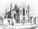 (26/48): Synagoga w Wocawku<br>rys. Bronisaw Podbielski, ryt. Aleksander Regulski, 1864 r.<br>Widok synagogi od ul. abiej. Synagoga zbudowana wg proj. F. Tournell'a w 1854 r., zniszczona w 1940 r.