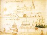 (1/22): Vladislaviensis de Stadt et Castel<br>Abraham Boot lata 1627-1628 r.<br>Panorama od strony Zazamcza oywiona sztafaem . U gry zamek w Bobrownikach. Obydwa widoki wykonane z natury przez Abrahama Boota, sekretarza poselstwa holenderskiego, ktre w l. 1627-1628 r. prowadzio mediacj midzy Rzeczypospolit a Szwecj zakoczon rozejmem w Starej Wsi.