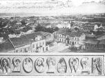 (19/22): Wocawek<br>fot. n.n., 1905 <br>Widok oglny miasta. Fotografia wykonana z cerkwi prawosawnej na Nowym Rynku. Pocztwka z secesyjn winiet, w napis WOCAWEK wpisanych 9 popiersi kobiecych.
