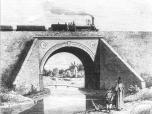 (8/12): Most na Zgowiczce pod Wocawkiem<br>ryc. i ryt. Julian Cegliski 1863 r. <br>Widok z mostu kolejowego od pd. wzniesionego w 1862 r.